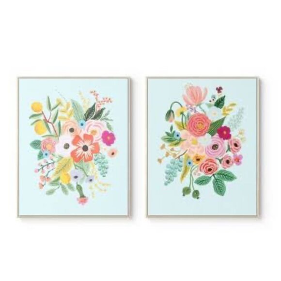 Rifle Paper Co. x Target Garden Party Framed Canvas Wall‎ Art Set New w/ scratch - Picture 1 of 6